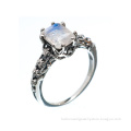 Rainbow Moonstone 925 Sterling Silver Ring Size 7.25